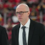 Mar 10, 2026; Raleigh, North Carolina, USA; Pittsburgh Penguins head coach Dan Muse walks off the ice after the first period against the Carolina Hurricanes at Lenovo Center.