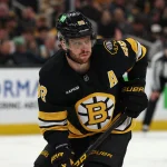 May 1, 2026; Boston, Massachusetts, USA; Boston Bruins right wing David Pastrnak (88) during the first period of game six of the first round of the 2026 Stanley Cup Playoffs against the Buffalo Sabres at TD Garden