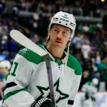 Mar 18, 2026; Denver, Colorado, USA; Dallas Stars right wing Nathan Bastian (11) before the game against the Colorado Avalanche at Ball Arena.