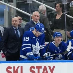 Apr 13, 2026; Toronto, Ontario, CAN; Toronto Maple Leafs head coach Craig Berube watches the play against the Dallas Stars during the third period at Scotiabank Arena.