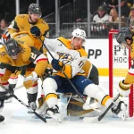 Former top-10 pick hits waivers as Winnipeg Jets claim goalie Dec 31, 2025; Las Vegas, Nevada, USA; Nashville Predators center Tyson Jost (17) falls to the ice as Vegas Golden Knights goaltender Akira Schmid (40) covers the puck during the first period at T-Mobile Arena. Mandatory Credit: Stephen R. Sylvanie-Imagn Images