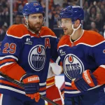 Sep 26, 2026; Edmonton, Alberta, CAN; The Edmonton Oilers celebrate a goal scored by forward Zach Hyman (18) during the first period against the Calgary Flames at Rogers Place.