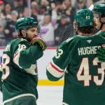 Minnesota Wild star defenseman undergoes surgery after suffering fractured skull in preseason game Dec 23, 2025; Saint Paul, Minnesota, USA; Minnesota Wild defenseman Brock Faber (7) is congratulated by defenseman Quinn Hughes (43) and center Vinnie Hinostroza (18) after scoring on the Nashville Predators in the first period at Grand Casino Arena. Mandatory Credit: Matt Blewett-Imagn Images