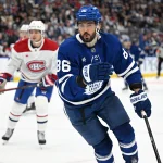 Sep 29, 2026; Toronto, Ontario, CAN; Toronto Maple Leafs forward Kirill Marchenko (86) pursues the play against the Montreal Canadiens in the third period at Scotiabank Arena.
