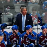 Sep 25, 2026; Denver, Colorado, USA; Colorado Avalanche head coach Jared Bednar during the third period against the Winnipeg Jets at Ball Arena.