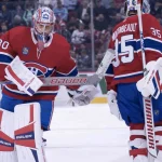 22 octobre 2024 ; Ottawa, Ontario, Canada ; Le gardien titulaire des Canadiens de Montréal, Sam Montembeault (35), est remplacé par Cayden Primeau (30) après avoir encaissé quatre buts au cours de la première période face aux Rangers de New York au Centre Bell.
