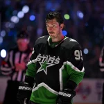 Apr 28, 2026; Dallas, Texas, USA; Dallas Stars center Matt Duchene (95) looks on before the game between the Stars and the Wild in game five of the first round of the 2026 Stanley Cup Playoffs at American Airlines Center.