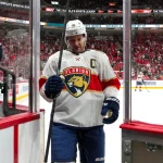 Sep 29, 2026; Raleigh, North Carolina, USA; Florida Panthers center Aleksander Barkov (16) leaves the ice after warm ups before a game against the Carolina Hurricanes at Lenovo Center.
