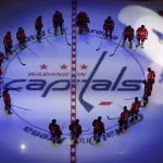 Oct 7, 2026; Washington, District of Columbia, USA; Washington Capitals left wing Alex Ovechkin (8) is introduced on the final opening night of his career prior to the Capitals' game against the Pittsburgh Penguins at Capital One Arena. :