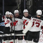 Three players hit NHL waivers, including a former 22-goal scorer Dec 19, 2025; Salt Lake City, Utah, USA; The New Jersey Devils celebrate a goal by right wing Stefan Noesen (11) against the Utah Mammoth during the third period at Delta Center. Mandatory Credit: Rob Gray-Imagn Images