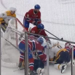 Séquence du match entre le Canadien de Montréal, et les Preds de Nashville (but accordé à Matthew Wood).