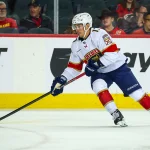 NHL Player Safety brings down the hammer on Evan Rodrigues after a high-sticking incident Mar 20, 2026; Calgary, Alberta, CAN; Florida Panthers center Evan Rodrigues (17) skates with the puck against the Calgary Flames during the first period at Scotiabank Saddledome