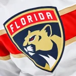 Jan 19, 2023; Montreal, Quebec, CAN; View of a Florida Panthers logo on a jersey worn by a member of the team during warm-up before the game against the Montreal Canadiens at Bell Centre.