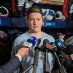 Le gardien du Canadien de Montréal, Samuel Montembeault, en entrevue.