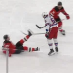 Johnathan Kovacevic fights Will Cuylle following Rangers forward's big check