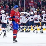 Josh Anderson et le Canadien : Darren Dreger révèle la décision de Kent Hughes 11 avril 2026 ; Montréal, Québec, Canada ; les Blue Jackets de Columbus célèbrent leur victoire alors que l\'attaquant des Canadiens de Montréal Josh Anderson (17) quitte la glace du Centre Bell.
