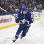 Oct 17, 2026; Toronto, Ontario, CAN; Toronto Maple Leafs right wing William Nylander (88) skates against the New York Islanders during the third period at Scotiabank Arena.