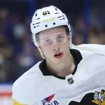 Apr 2, 2026; Tampa, Florida, USA; Pittsburgh Penguins center Ben Kindel (81) warms up before a game against the before a game against the Tampa Bay Lightning at Benchmark International Arena. Mandatory Credit: Nathan Ray Seebeck-Imagn Images