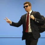 Oct 5, 2026; Pittsburgh, Pennsylvania, USA; Pittsburgh Penguins general manager Kyle Dubas arrives at the arena before the Penguins host the Winnipeg Jets at PPG Paints Arena.