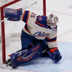 Oct 10, 2026; San Jose, California, USA; Edmonton Oilers goaltender Tristan Jarry (35) tends to goal against the San Jose Sharks in the third period at SAP Center in San Jose.