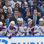 Oct 22, 2026; Toronto, Ontario, CAN; New York Rangers head coach Mike Sullivan watches the play against the Toronto Maple Leafs during the third period at Scotiabank Arena.