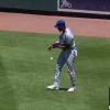 Jes&uacute;s S&aacute;nchez was struck by ball thrown from the stands, and left the game against the Orioles